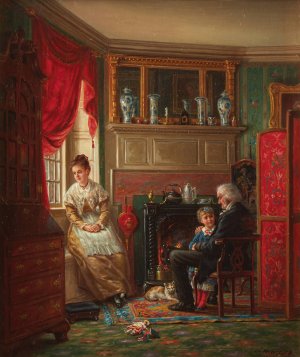 By the Fire by Edward Lamson Henry Oil Painting