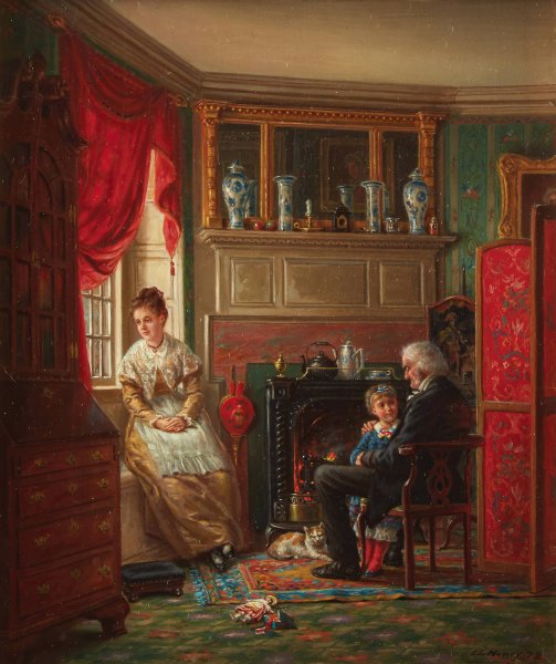 Main Product Photo of By the Fire  Painting by Edward Lamson Henry