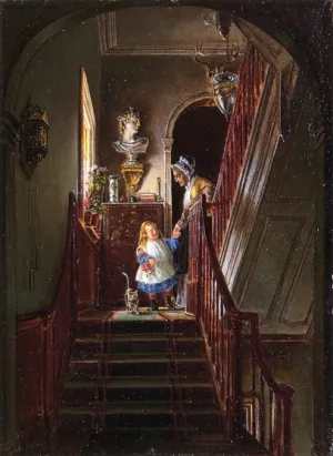 Descending the Stairs by Edward Lamson Henry - Oil Painting Reproduction