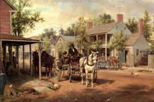 Horse and Buggy on Main Street by Edward Lamson Henry - Oil Painting Reproduction
