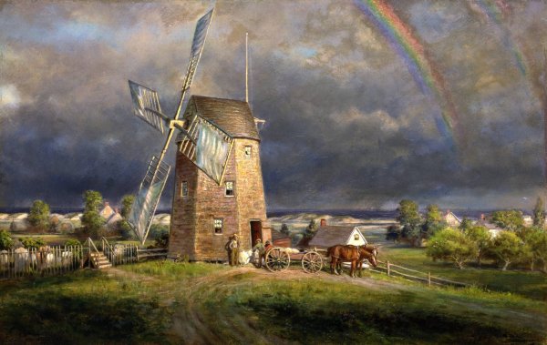 Main Product Photo of Old Hook Mill, Easthampton  Painting by Edward Lamson Henry