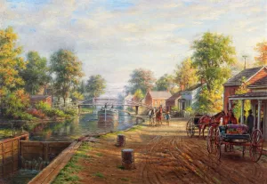 Scene Along Delaware and Hudson Canal Oil painting by Edward Lamson Henry