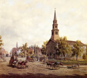 St. Mark's in the Bowery in the Early Forties by Edward Lamson Henry - Oil Painting Reproduction