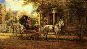 Stopping for a Chat by Edward Lamson Henry - Oil Painting Reproduction