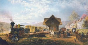 The 9:45 A.M. Accommodations, Stratford, Connecticut by Edward Lamson Henry Oil Painting