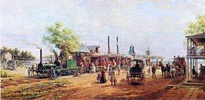 The Camden and Amboy Railroad with the Engine Planet in 1834 by Edward Lamson Henry Oil Painting