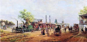 The Camden and Amboy Railroad with the Engine Planet in 1834 by Edward Lamson Henry Oil Painting