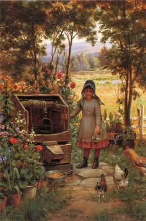 The Little Flower Girl by Edward Lamson Henry - Oil Painting Reproduction