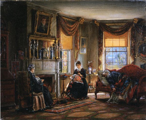 The Sitting Room by Edward Lamson Henry - Hand-Painted Oil Painting Reproduction