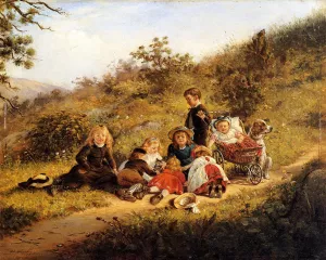 The Sunny Hours of Childhood by Edward Lamson Henry - Oil Painting Reproduction