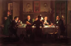 Village Squire Entertaining the New Minister by Edward Lamson Henry - Oil Painting Reproduction