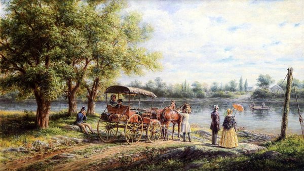 Main Product Photo of Waiting for the Ferry Painting by Edward Lamson Henry