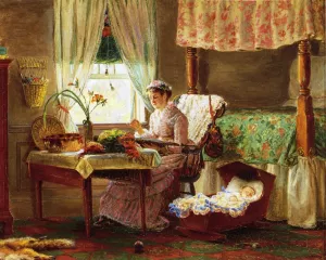Woman with Baby Oil painting by Edward Lamson Henry