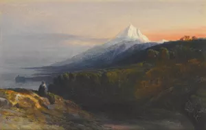 A View Of Mount Athos And The Pantokrator Monastery, Greece by Edward Lear Oil Painting