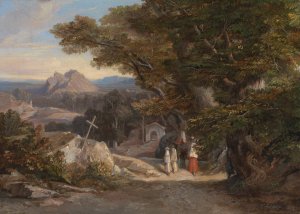 Between Olavano L'Civitella by Edward Lear Oil Painting