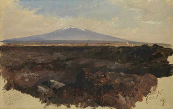Main Product Photo of Catania and Mount Etna  Painting by Edward Lear