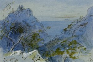 Eze Cote dAzur France by Edward Lear Oil Painting