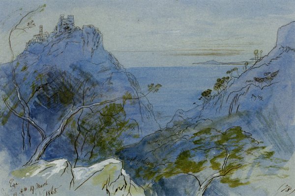 Main Product Photo of Eze Cote dAzur France Painting by Edward Lear