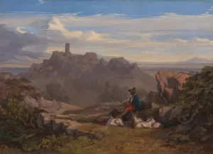 Landscape with Goatherd by Edward Lear Oil Painting