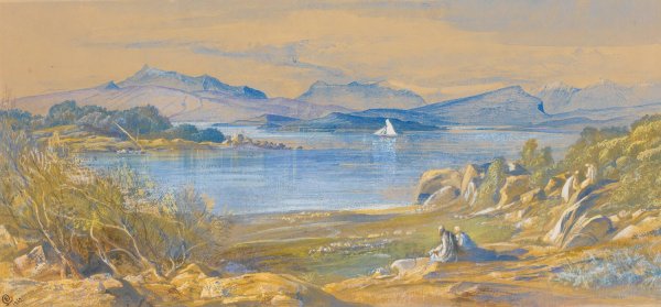 Main Product Photo of Porto Tre Scoglie, Albania  Painting by Edward Lear