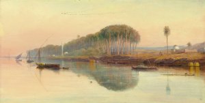 Sheik Abadeh On The Nile by Edward Lear Oil Painting