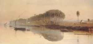 Sheikh Abadeh on the Nile painting by Edward Lear