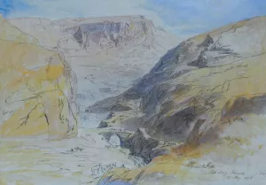 The Gorge At Suk Wady Barada, Lebanon Oil painting by Edward Lear
