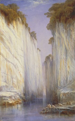The Marble Rocks, Nerbudda Jubbolpore by Edward Lear Oil Painting