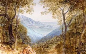 View of the Ducal Palace, Massa, Northern Italy by Edward Lear Oil Painting