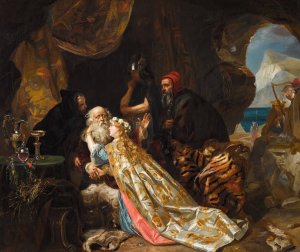 King Lear and Cordelia by Edward Matthew Ward Oil Painting
