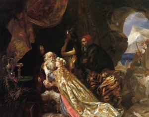 King Lear and Cordelia by Edward Matthew Ward Oil Painting