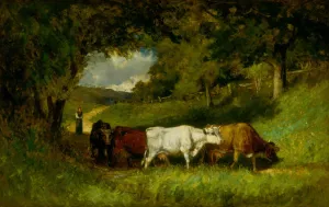 Driving Home the Cows by Edward Mitchell Bannister Oil Painting