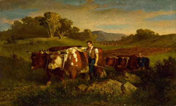 Herdsmen with Cows  by Edward Mitchell Bannister - Hand-Painted Oil Painting Reproduction