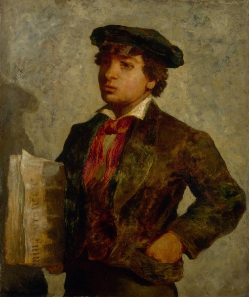 Newspaper Boy  by Edward Mitchell Bannister - Hand-Painted Oil Painting Reproduction
