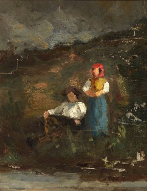 Repose by Edward Mitchell Bannister Oil Painting