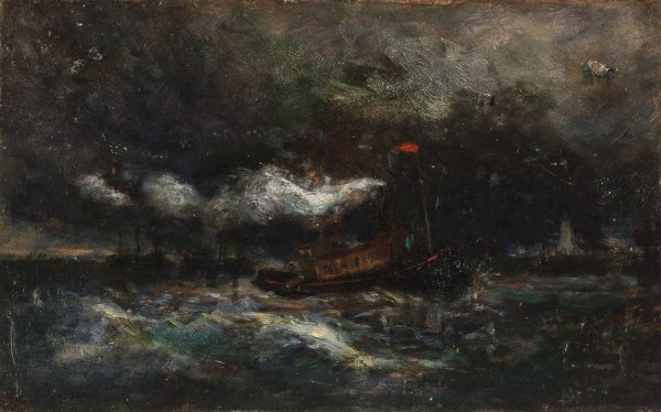 Squall, Brenton Light  by Edward Mitchell Bannister - Hand-Painted Oil Painting Reproduction