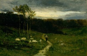 Woman Walking down Path by Edward Mitchell Bannister Oil Painting