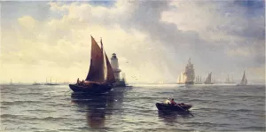 Around the Lighthouse by Edward Moran Oil Painting