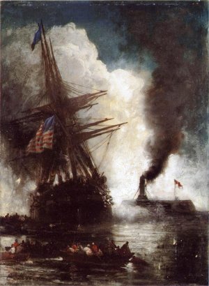 Battle Between Ironclad, Merrimac and Chesapeake