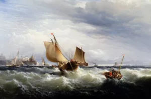 Fishing Boats Beating up to Windward by Edward Moran Oil Painting