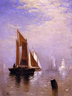 In New York Harbor by Edward Moran - Oil Painting Reproduction