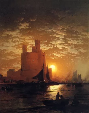 Moonlit Scene by Edward Moran - Oil Painting Reproduction