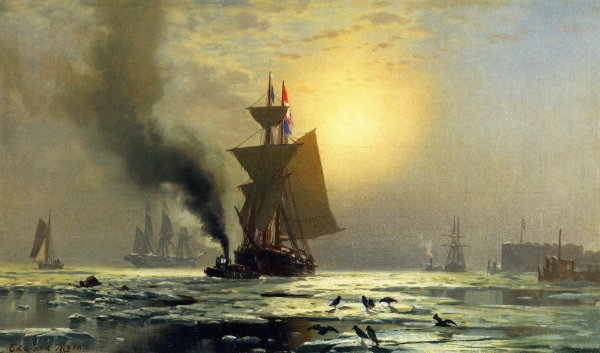 Main Product Photo of New York from the Channel Painting by Edward Moran