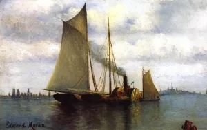 New York Harbor by Edward Moran Oil Painting