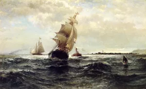 Off Atlantic Highlands by Edward Moran Oil Painting