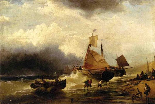 Main Product Photo of On the Beach at Digby Painting by Edward Moran