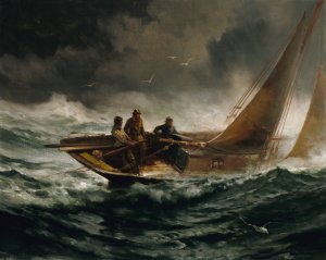 Riding Out A Gale by Edward Moran Oil Painting