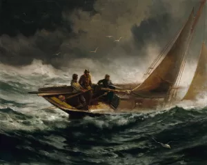 Riding Out A Gale by Edward Moran Oil Painting