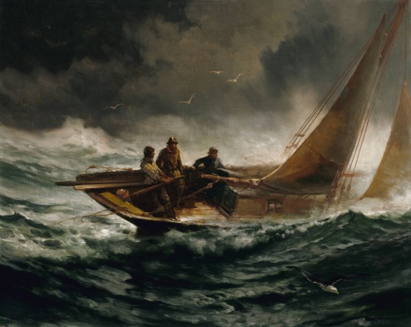 Main Product Photo of Riding Out A Gale  Painting by Edward Moran