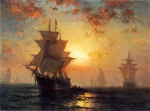 Ships at Night Oil painting by Edward Moran